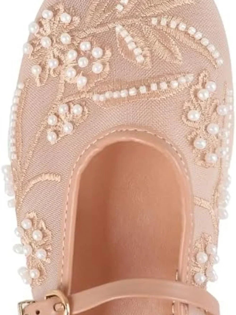 Women's Apricot Floral Mesh Ballet Flats Strap Round Toe Slip On Dressy Shoes